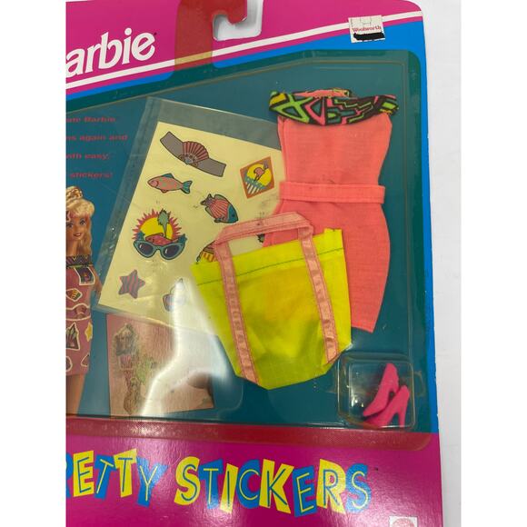 1992 Vintage Barbie Pretty Sticker Fashion Pack NEON OUTFIT NEW 4535 - Picture 3 of 6
